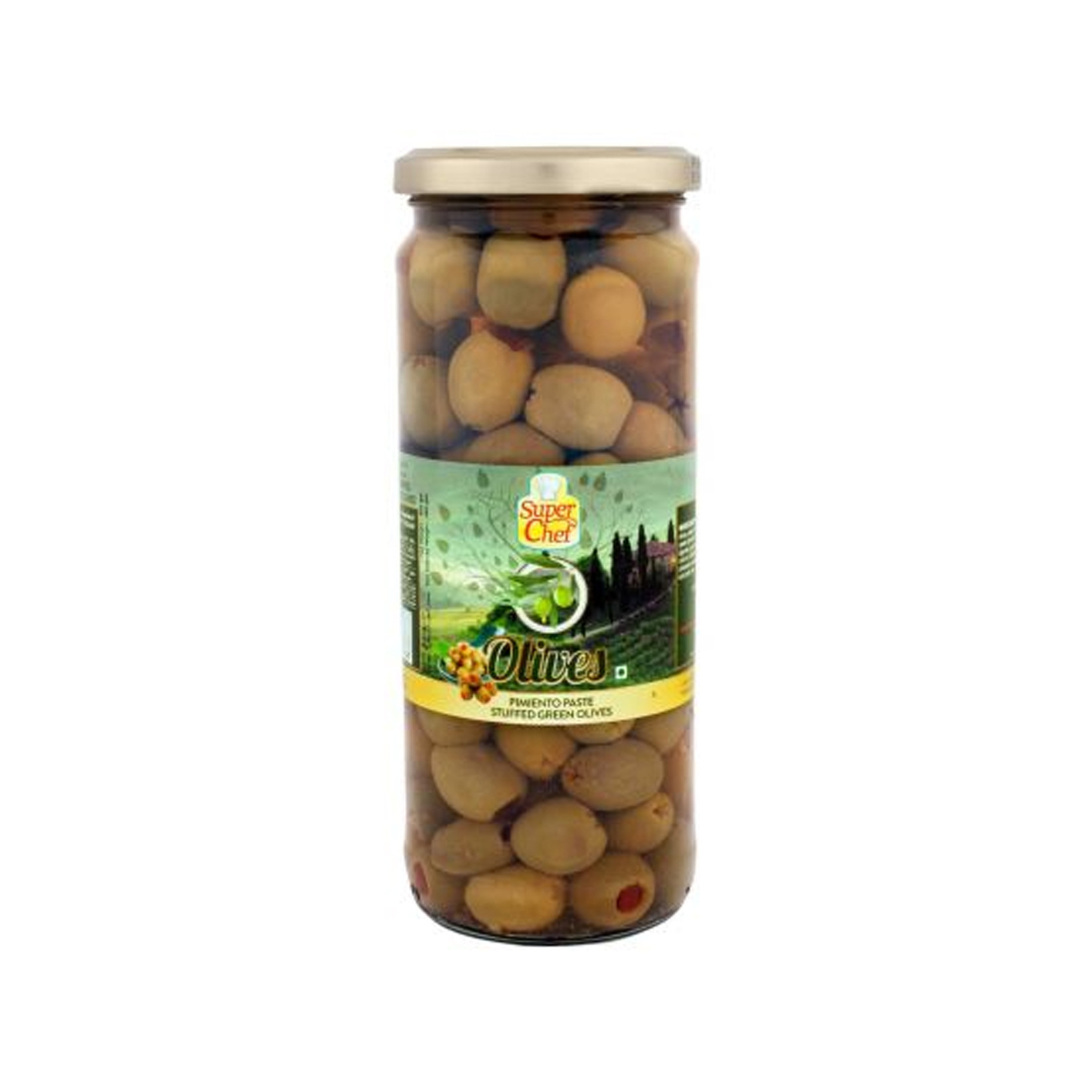 SuperChef Green Olives Stuffed with Pimento 450 Gm