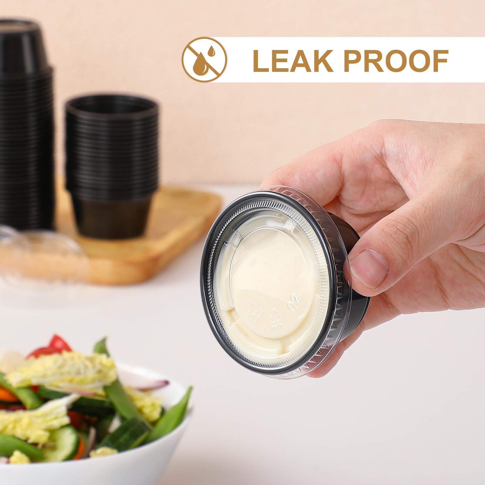 Black Portion Cup with Lid – (2 oz)