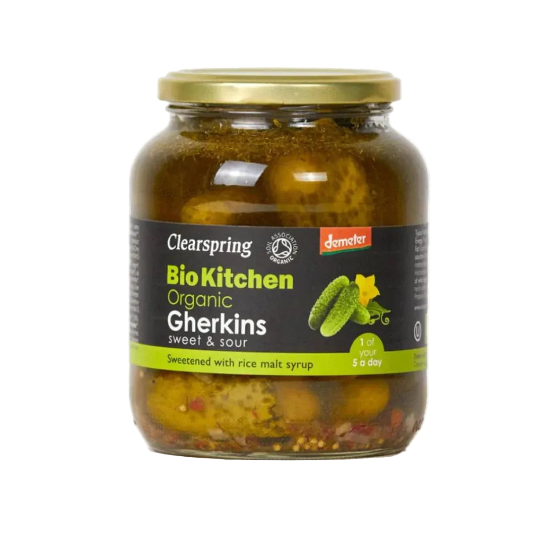 Clearspring Organic Bio Kitchen Gherkins – Sweet & Sour (680g)