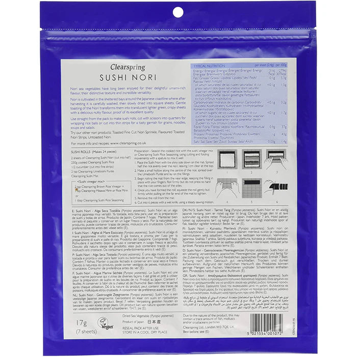 Clearspring Organic Japanese Sushi Nori (7 Sheets – 17g)