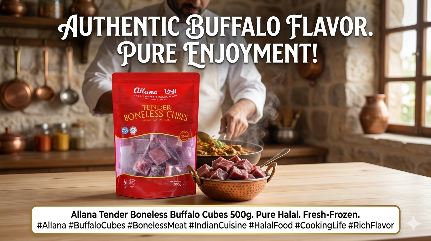 Allana Tender Boneless Buffalo Cubes (500g)