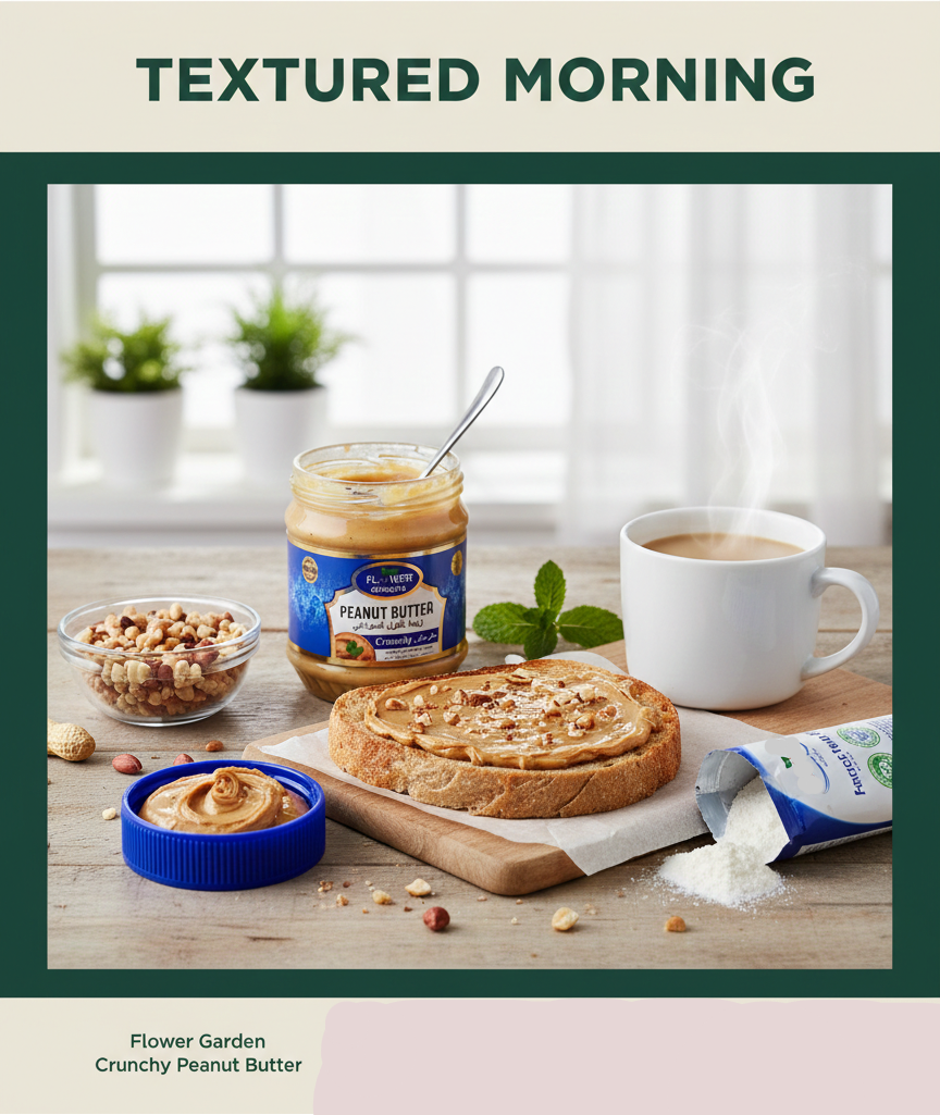 زبدة الفول السوداني المقرمشة من فلاور جاردن (340 غرام)