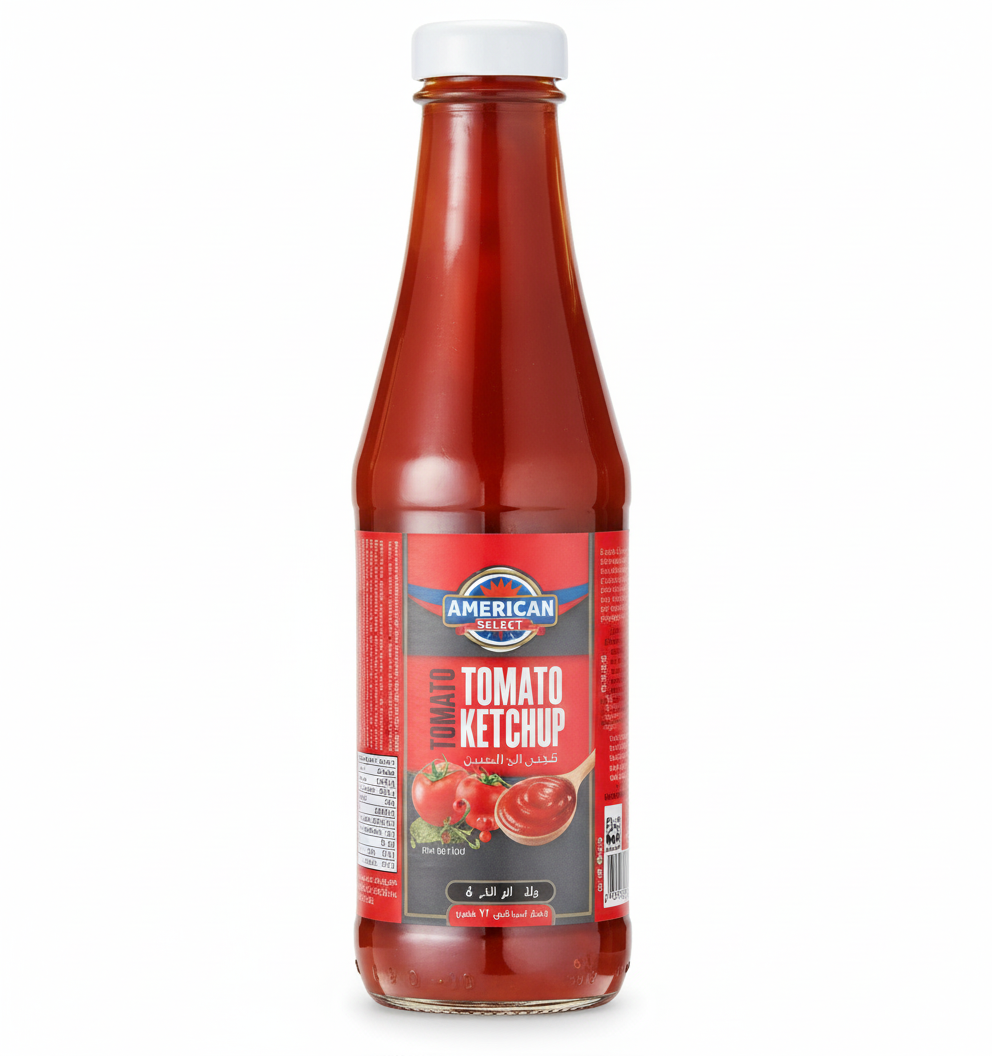 American Select Hot Tomato Ketchup – (340gm) Glass Bottle