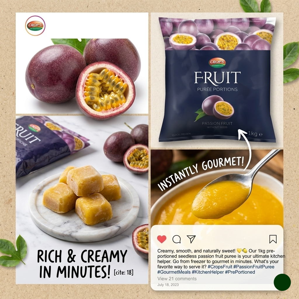 Crop's Passion Fruit Puree Portions (1kg)