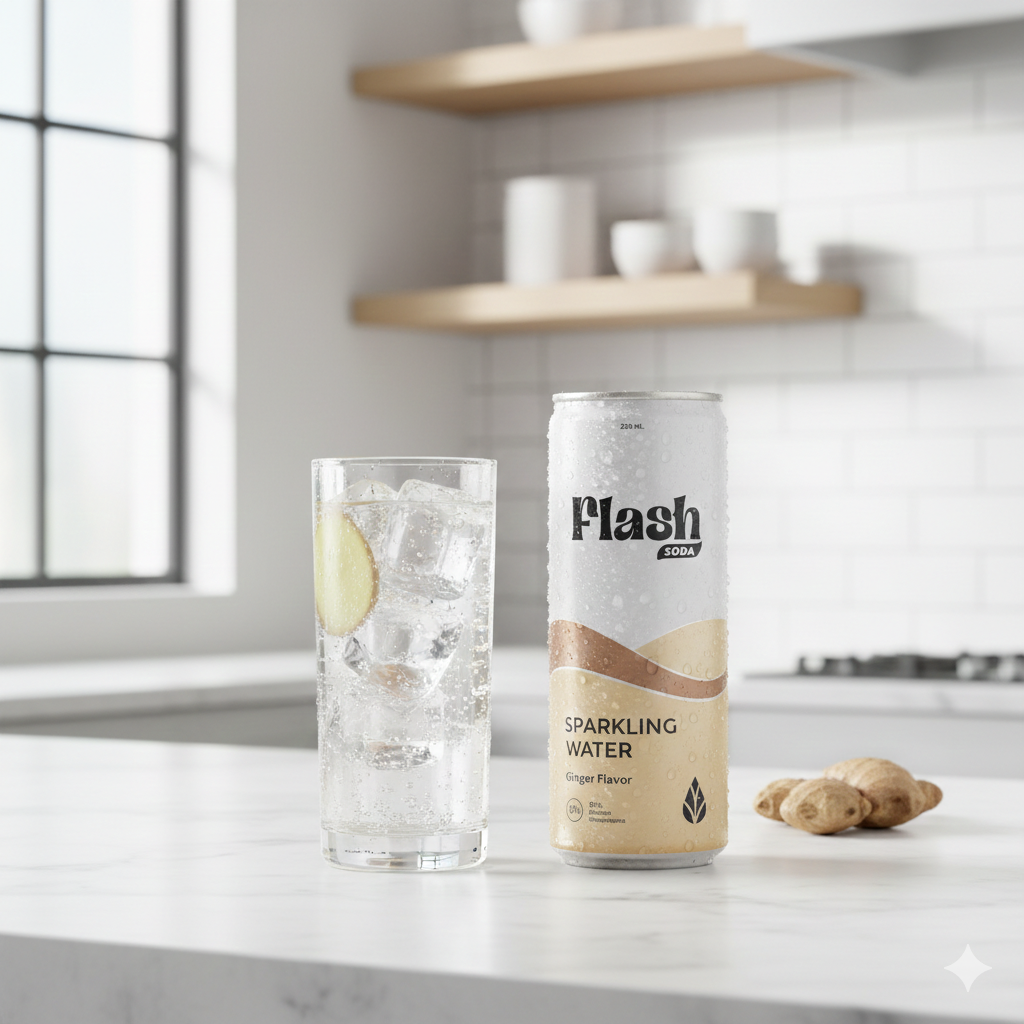 مياه فلاش صودا الغازية - بنكهة الزنجبيل (250 مل)