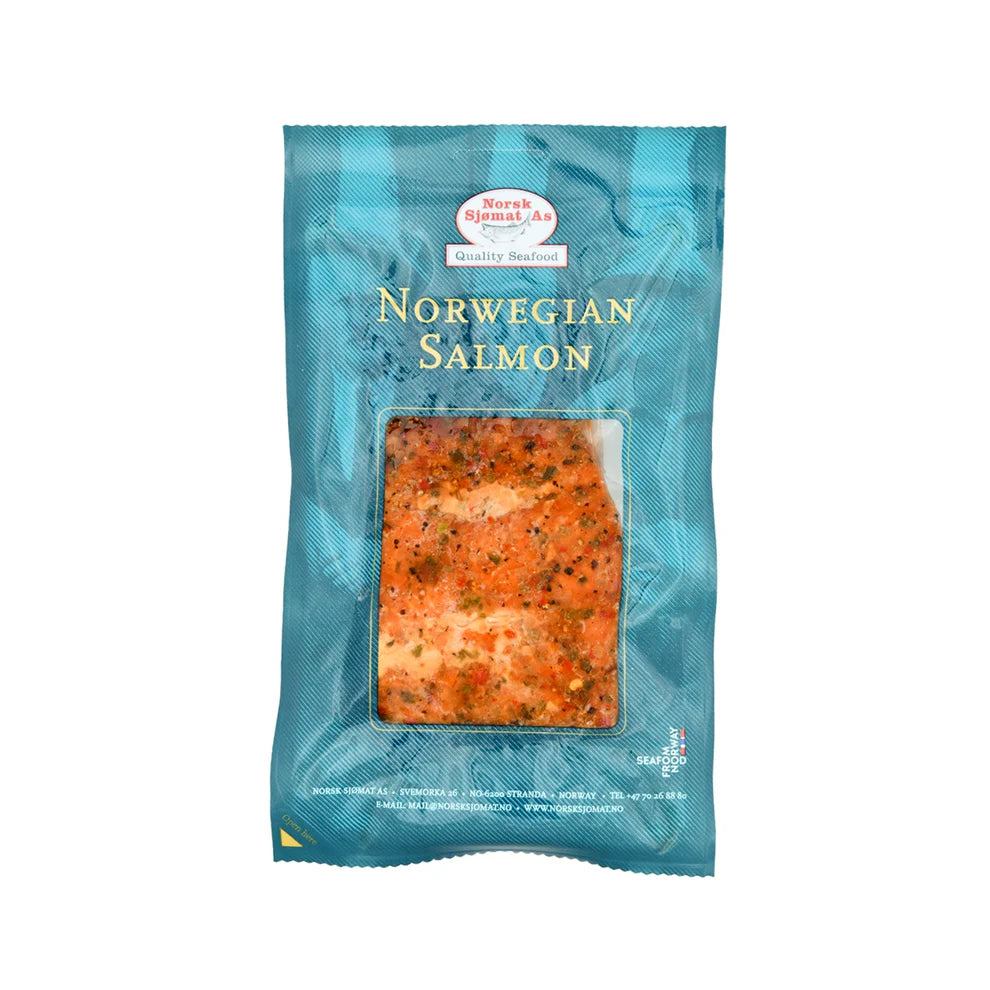 Norsk Sjomat As Hot Smoked Salmon with Peppermix ( 200g )