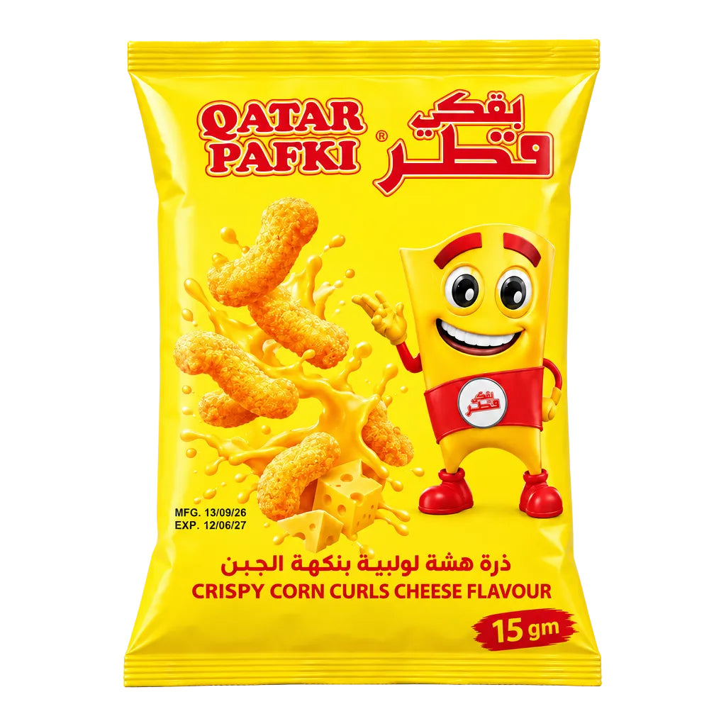 Qatar Pafki Crispy Corn Curls Cheese Flavour (15g)