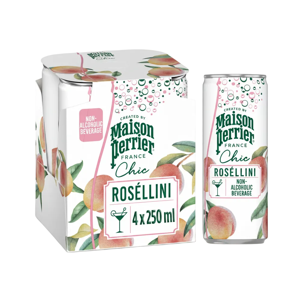 Maison Perrier Chic Roséllini Peach & Rose Sparkling Drink (4 x 250ml)