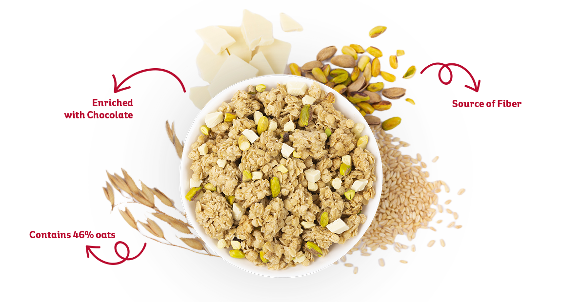 جرانولا كيلوجز - شوكولاتة بيضاء وفستق (320 جم) 